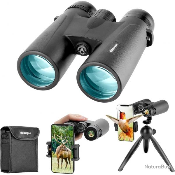 Jumelles 10x42 HD BAK4 FMC tanches Vision Claire et Large pour Oiseaux Chasse Voyages et Concerts