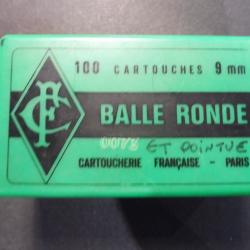 BOITE 100  BALLES RONDE ET POINTUE  9 MM OCCASION