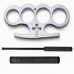Kit de défense matraque télescopique & poing américain