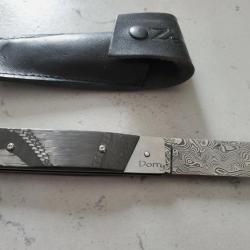 Couteau marin Dorry lame damas Vinland et manche carbone par Neptunia