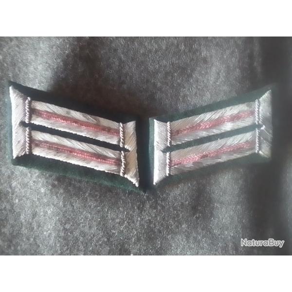 PAIRE PATTES COL ALLEMAND OFFICIER WH PANZER