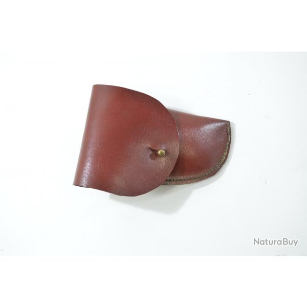 Reproduction tui en cuir petit pistolet revolver Velodog bulldog 6mm, alarme, broche.