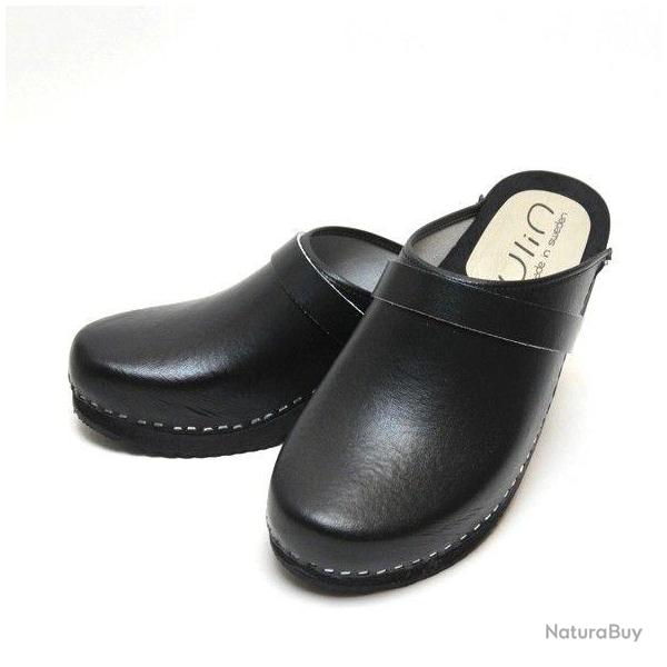 Sabot homme bois cuir noir semelle noire Allblack noir  41