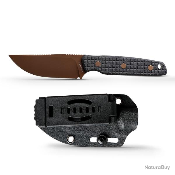 Couteau Vosteed Mink Black Lame Acier 14C28N Copper Dune Manche Micarta Etui Kydex VOSD0106