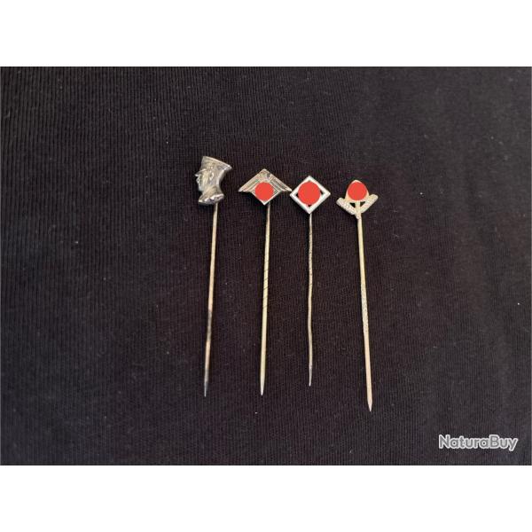 Lot de 4 pinglettes miniatures - Allemand WW2
