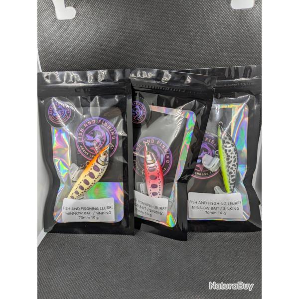 Lot de 3 leurres MINNOW 10 grs , Fishing lure / FISH AND FISHING