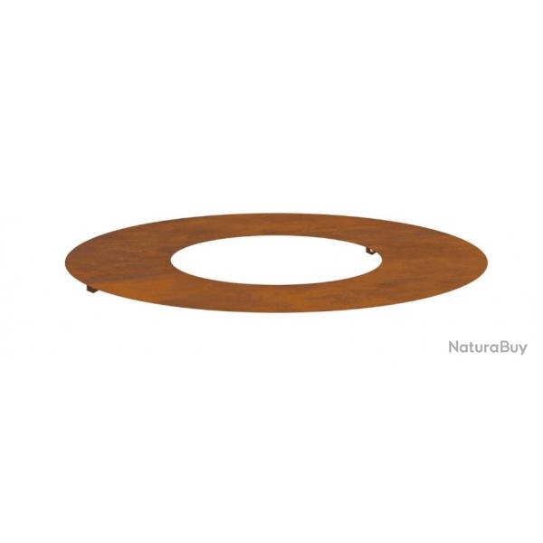 Cache-pot rond en acier corten marron 60 cm - Design rustique dcoratif pour jardin extrieur