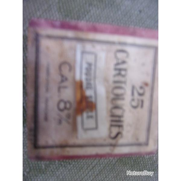 ancienne boite de cartouche 8 mm  blanc