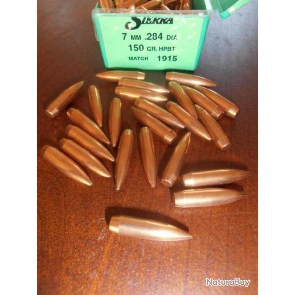 50 ogives Sierra 150 gr HPBT - 284 - 7.08 , 7x64, 280 rem, 284 w, 7 rem mag.......