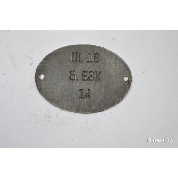Copie plaque d'identit Allemande WW1 (D)