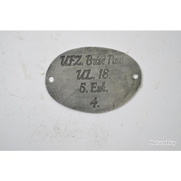 Copie plaque d'identit Allemande WW1 (F)