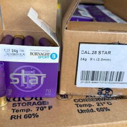 Carton de 250 cartouches Bornaghi Calibre 28 star 24g plombs 9.5