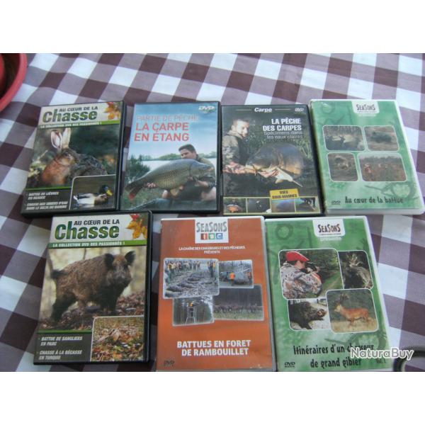 lot de 7 DVD chasse et peche