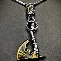 Collier Hache Viking Or: Amulette Rune Nordique enchère
