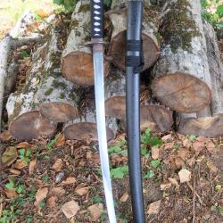 Sabre Katana Japonais Traditionnel Master Shinobi Lame Acier 440 Affutée Tsuba Métal Etui Bois