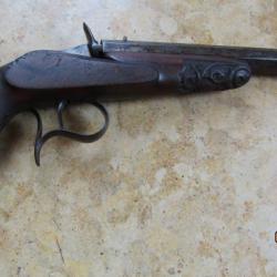 pistolet de stand jardin type Warnant 6mm anulaire 5.5 bosquet jus à nettoyer crosse gravée +fissure
