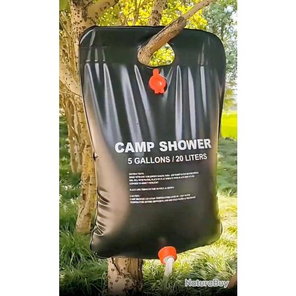 DOUCHE EXTERIEURE 20 LITRES CHAUFFEE AU SOLEIL FINI LE SEL SUR LA PEAU EN SORTANT DE LA PLAGE !