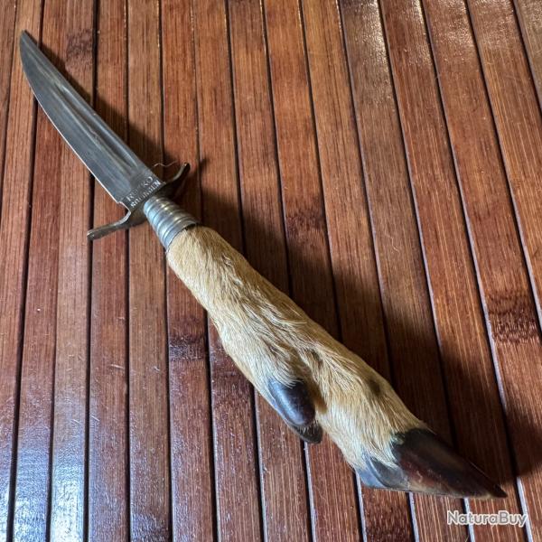POIGNARD COUTEAU ALLEMAND SOLINGEN RU. KO EN PATTE DE CHEVREUIL NATURALIS