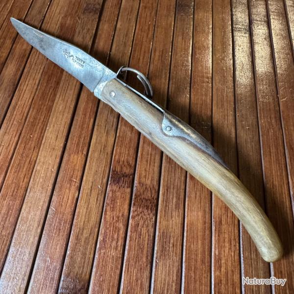 COUTEAU DE COLLECTION TARRY LEVIGNE A PALME MANCHE EN CORNE BLONDE FRANCE THIERS 