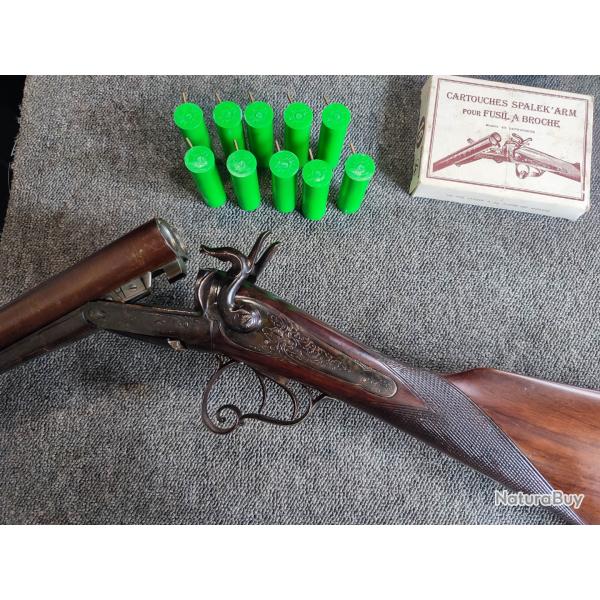 Exceptionnel fusil 16 broche entirement jasp en excellent tat canon miroir + 1 bote de cartouche