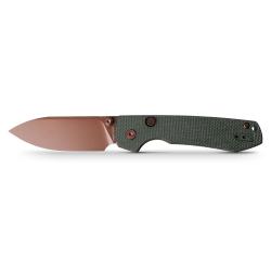Couteau Vosteed Raccoon Top Liner Lock Green Lame Acier 14C28N Copper Dune Manche Micarta VOSA2907
