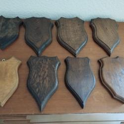 8 ECUSSONS BOIS POUR TROPHEES CHASSE CHEVREUIL CHAMOIS ISARD