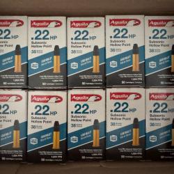 9 boites Aguila Subsonic Hollow Point calibre 22 LR