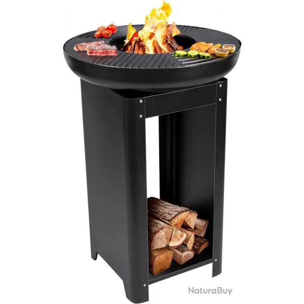 Brasero 3 en 1 avec espace de stockage bois - Livraison rapide et gratuite