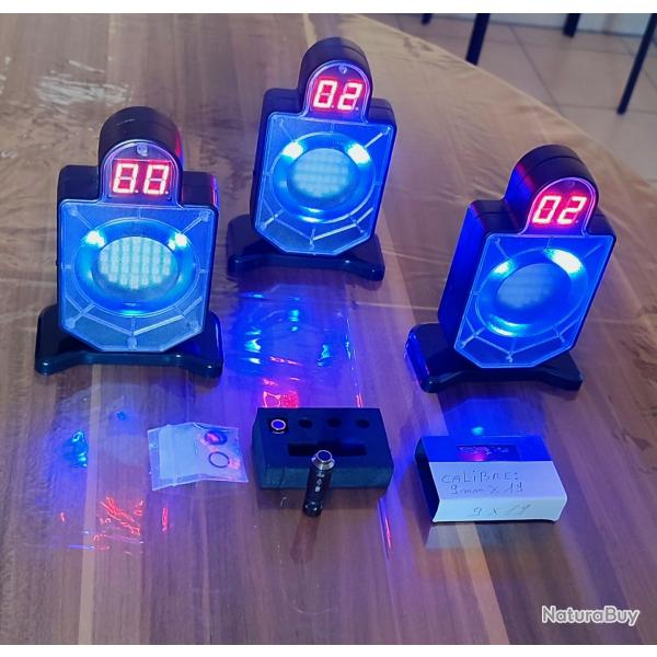 3 Cible lectronique d'entrainement de tir avec 1 Cartouche laser rouge pour arme 9mm Universelle