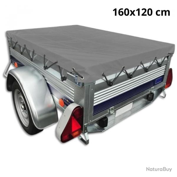 Bche pour remorque - 160 x 120 - Gris fonc - Livraison rapide