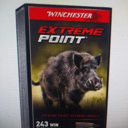 Winchester extrême point calibre 243 95 gr 6.16 g lot de 3 boîtes soit 60 munitions