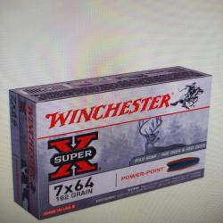 Winchester PowerPoint calibre 7x64 162gr Lot de 3 boîtes de munitions soit 60 cartouches