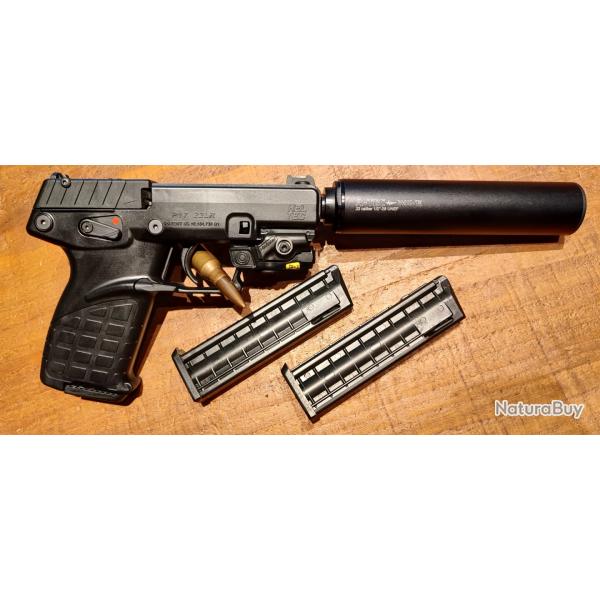Pack pistolet keltec P17 cal.22lr + Laser + Silencieux