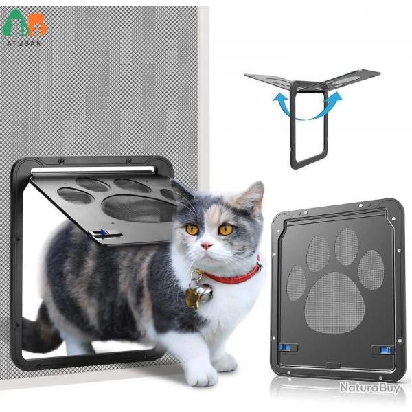 Porte noire  rabat magntique verrouillable pour animaux de compagnie, porte intrieure pour chiot,