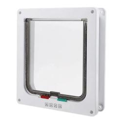 Chatière de Porte pour Chat ABS Magnétique Sécurité Renforcée Intérieure Extérieure Fenêtre Serrure 