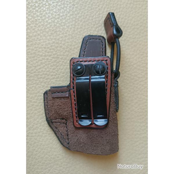 HOLSTER CUIR IWB (Inside) DROITIER pour SPRINGFIELD  / H.11  / HS PRODUCT compatible POINT ROUGE