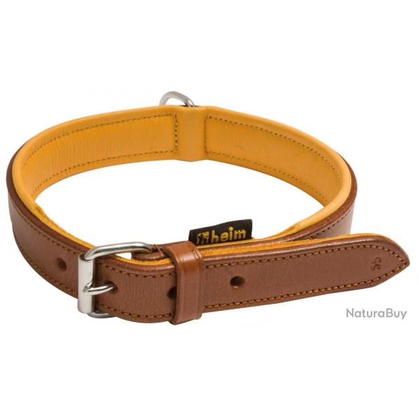 Colliers pour chien cuir marron, doublé cuir - Country Sellerie Collier cuir 35 cm largeur 16mm