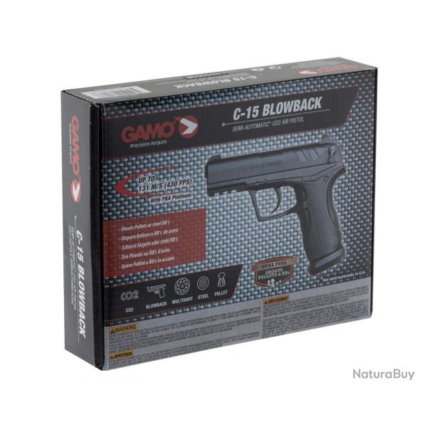 Pistolet CO2 C-15 BLOWBACK - Cal. 4.5mm. cal. 4.5 mm 3,98 joules
