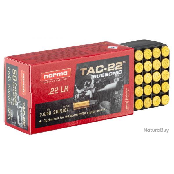 Cartouches 22lr Norma Subsonique bte de 500