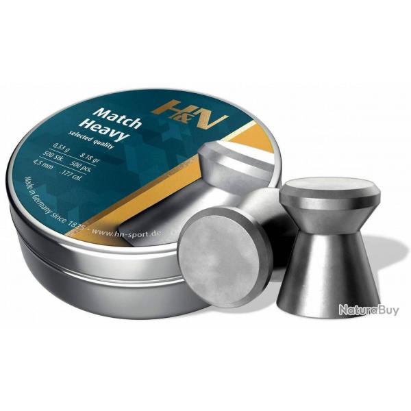 H&N 500 plombs 4.5mm Heavy Match 4.5 mm bte de 500