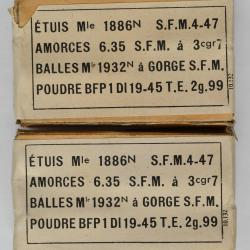 2 boites de 8 cartouches LEBEL balles 1932 N - S.F.M. 4-47 - Lot 840-48