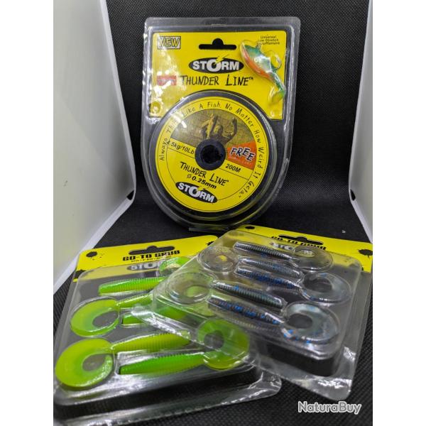 Fils de peche THUNDER LINE STORM + 2 blisters GO-TO GRUB , FISH AND FISHING.