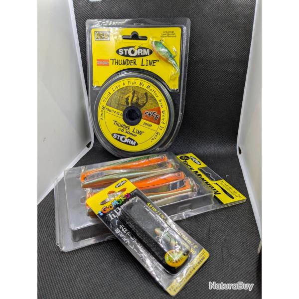 Fils de peche THUNDER LINE STORM + TOCK MINNOW  + GOMOKU 6 grs  , FISH AND FISHING.