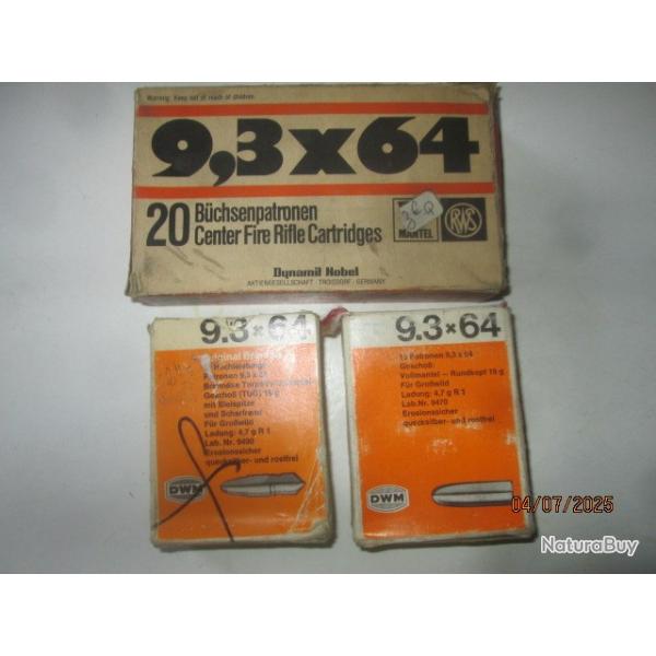 33 cartouches (balles) Cal 9.3x64