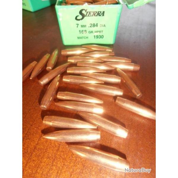 vends  50 ogives Sierra 168 gr HPBT - 284 - 7.08 , 7x64, 280 rem, 284 w, 7 rem mag.......