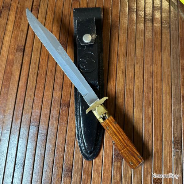 COUTEAU POIGNARD A LAME D'ESTAING LOPARD EXCELLENT TAT DANS SON TUIS DE CEINTURE
