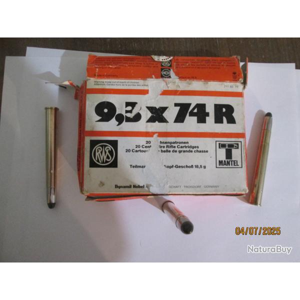 A vendre boite de balles RWS TM de 18,5g. 9,3x74R