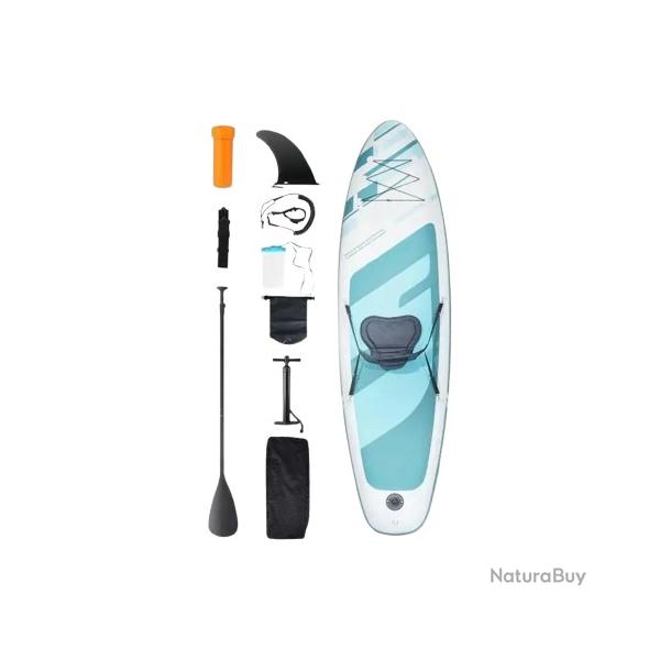 Paddle Gonflable 323x83,8x15,2 cm SUP Planche  Pagaie + Accessoires Complets Pompe Sac Aileron Lais
