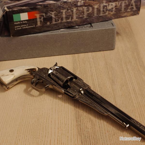 1858 remington Texas laser engraved deluxe plaquettes en bois de cerf artisanale cal.44 Pietta