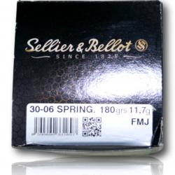 MUNITIONS 30-06 SELLIER BELLOT FMJ 180GR BTE 50